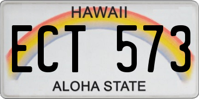 HI license plate ECT573
