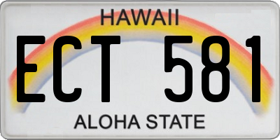 HI license plate ECT581