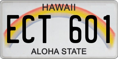 HI license plate ECT601