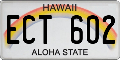 HI license plate ECT602