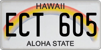 HI license plate ECT605