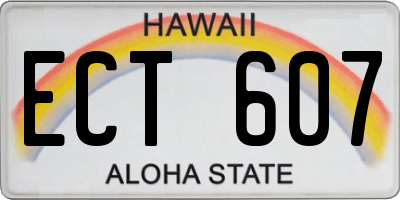 HI license plate ECT607