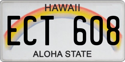 HI license plate ECT608