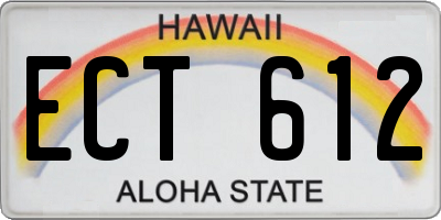 HI license plate ECT612