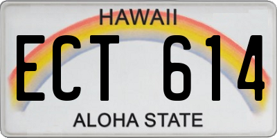 HI license plate ECT614
