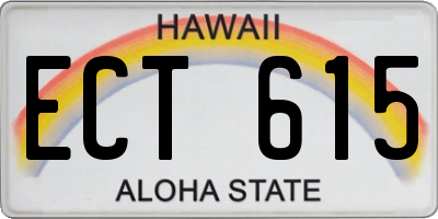 HI license plate ECT615