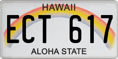HI license plate ECT617