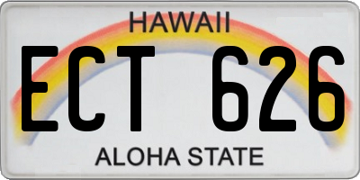 HI license plate ECT626