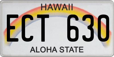 HI license plate ECT630