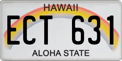 HI license plate ECT631