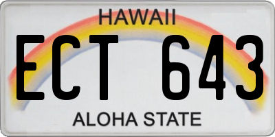 HI license plate ECT643