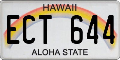 HI license plate ECT644