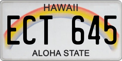 HI license plate ECT645