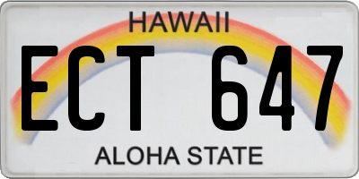 HI license plate ECT647
