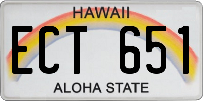 HI license plate ECT651