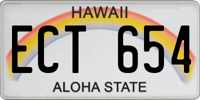 HI license plate ECT654