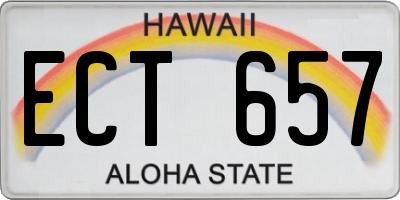 HI license plate ECT657