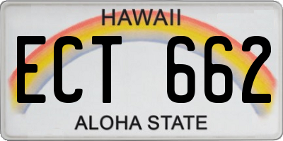 HI license plate ECT662