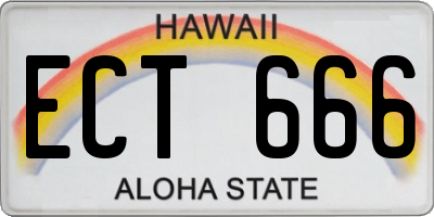 HI license plate ECT666