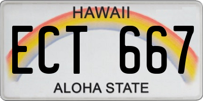 HI license plate ECT667