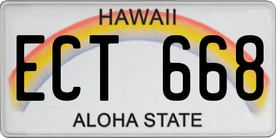 HI license plate ECT668