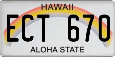 HI license plate ECT670