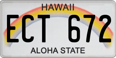 HI license plate ECT672