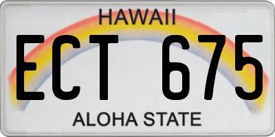 HI license plate ECT675