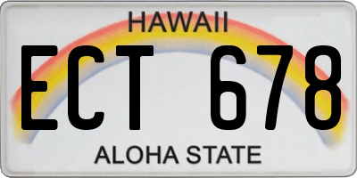 HI license plate ECT678