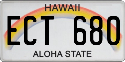 HI license plate ECT680