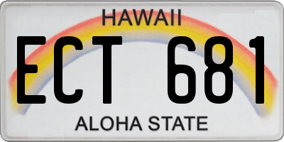 HI license plate ECT681