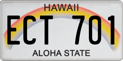 HI license plate ECT701