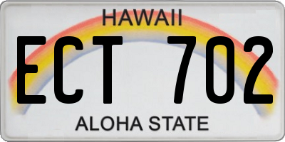 HI license plate ECT702