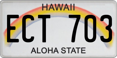 HI license plate ECT703