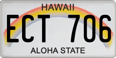 HI license plate ECT706