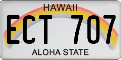 HI license plate ECT707
