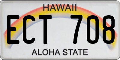 HI license plate ECT708