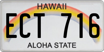 HI license plate ECT716