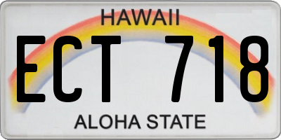 HI license plate ECT718