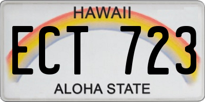 HI license plate ECT723