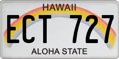 HI license plate ECT727
