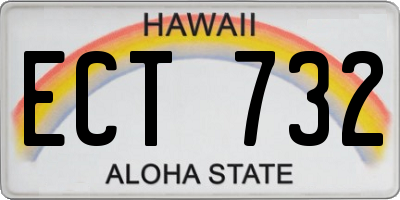 HI license plate ECT732