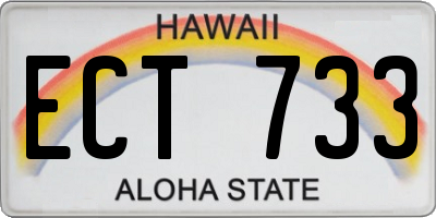 HI license plate ECT733