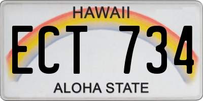 HI license plate ECT734