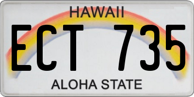 HI license plate ECT735