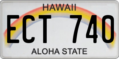 HI license plate ECT740