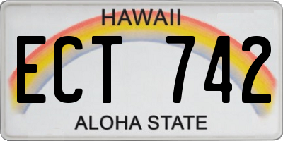 HI license plate ECT742