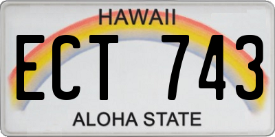 HI license plate ECT743