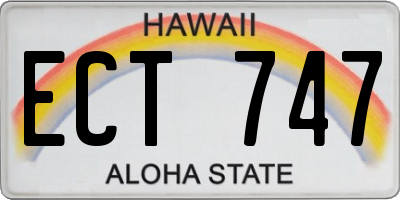 HI license plate ECT747