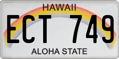 HI license plate ECT749